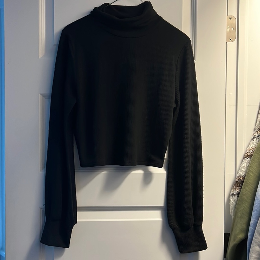 Black turtle neck cropped sweater